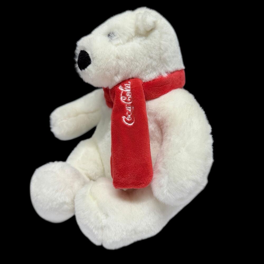 Coca-Cola Polar Bear Plush White Red Scarf Soft Stuffed Animal 7 in